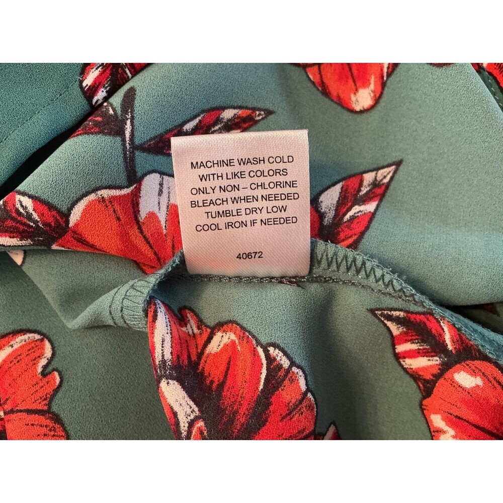 41 HAWTHORN Plus Size 2X womens top green pink Floral design, easy fit office - Picture 6 of 10